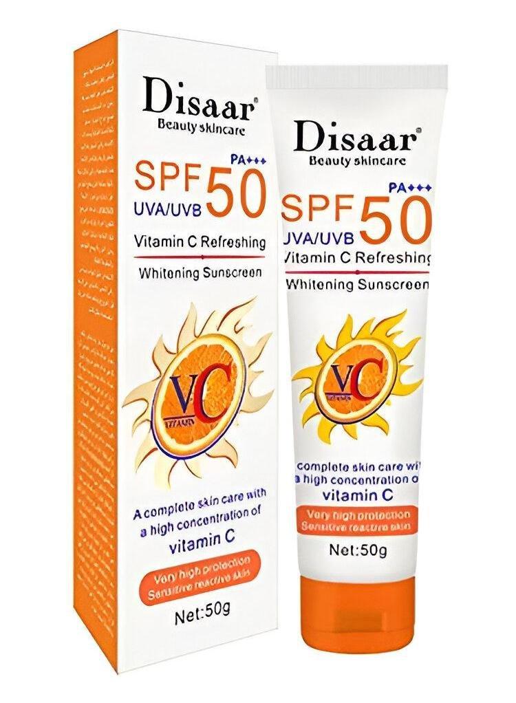 كريم الوقاية من الشمس المنعش والمبيض بفيتامين سي SPF50 من DISAAR Beauty 50 جم